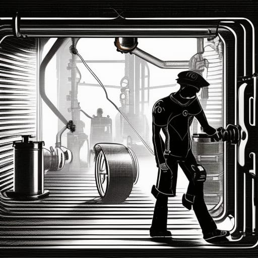 This was supposed to be a picture of someone working in a cramped corridor, but instead I got a prog rock album cover. 